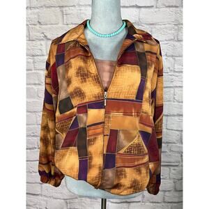 Vintage 90's Erin London Geometric Print Moody Colors Zip Up Jacket